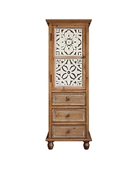 Streamdale Furniture Rustic Wooden Storage Cabinet with Decorative Cutout Door & 3 Drawers