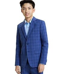 Kenneth Cole Boys' 8-20 Medium Blue Check Jacket and pant, 2-Piece Set