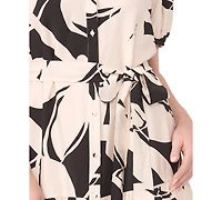 Msk Plus Center-Front Button V-Neck Maxi Shirt Dress