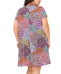 Msk Plus Collared Neck Short-Sleeve Dress