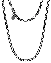 Rhona Sutton Men's Black Plated Stainless Steel Figaro Chain Necklace