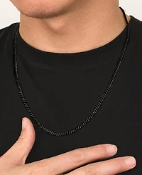 Rhona Sutton Men's Black Plated Stainless Steel Miami Cuban Chain Necklace