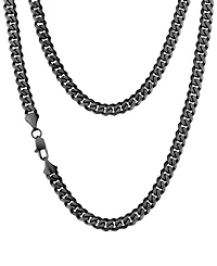 Rhona Sutton Men's Black Plated Stainless Steel Miami Cuban Chain Necklace