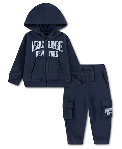 abercrombie kids Baby Boys' Full-Zip Hoodie and Cargo Pants, 2-Piece Set