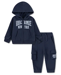 abercrombie kids Baby Boys' Full-Zip Hoodie and Cargo Pants, 2-Piece Set