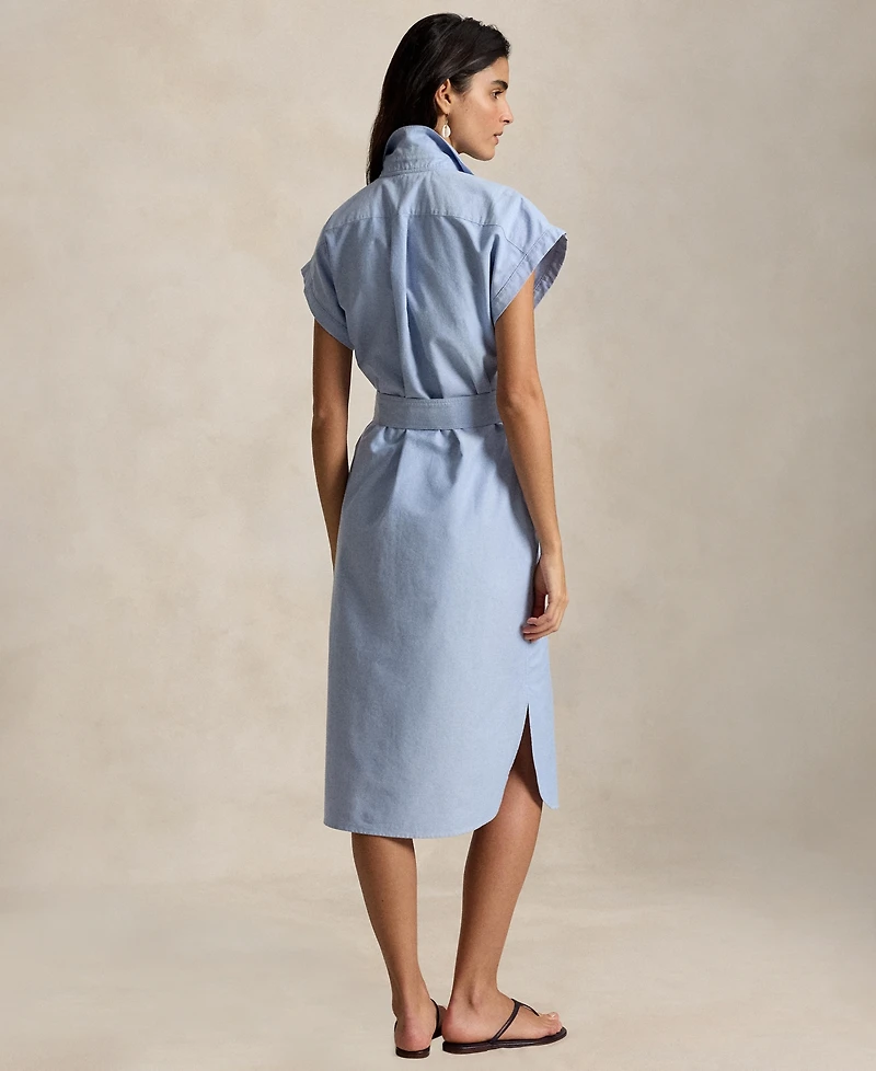 Polo Ralph Lauren Women's Point Collar Cap-Sleeve Belted Shirt Dress