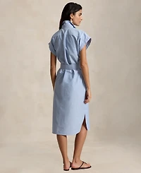 Polo Ralph Lauren Women's Point Collar Cap-Sleeve Belted Shirt Dress