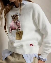 Polo Ralph Lauren Women's Bear Embroidered Crew Neck Sweater