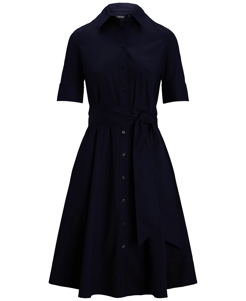 Lauren Ralph Women's Petite Belted Point Collar Shirtdress