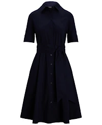 Lauren Ralph Women's Petite Belted Point Collar Shirtdress