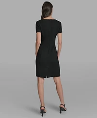 Karl Lagerfeld Paris Women's Flower Button Sheath Dress