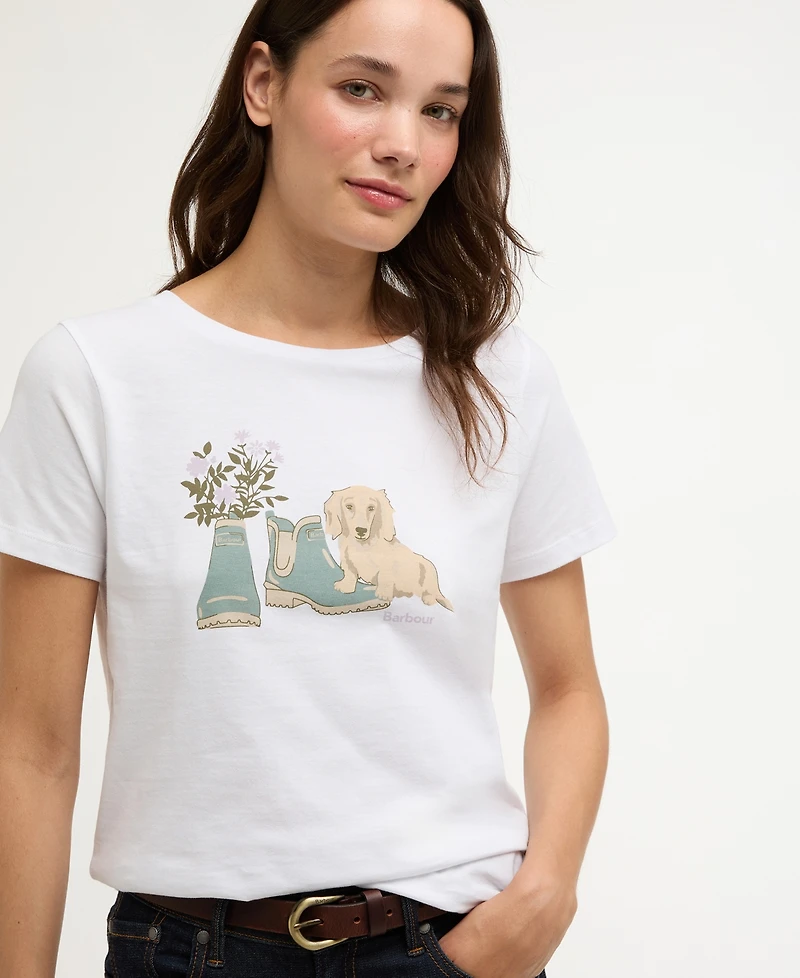 Barbour Women's Short-Sleeve New Dog and Welly Printed T-Shirt