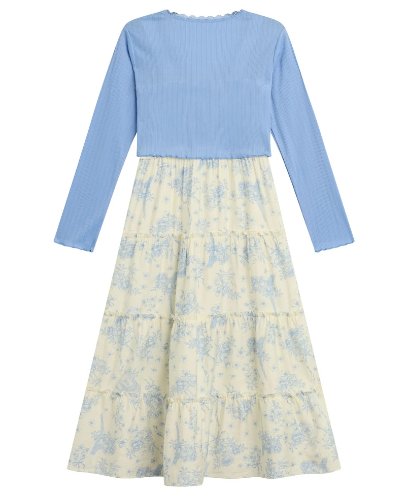 Bcx Girls' 7-16 Long-Sleeve Cardigan and Dress, 2-Piece Set