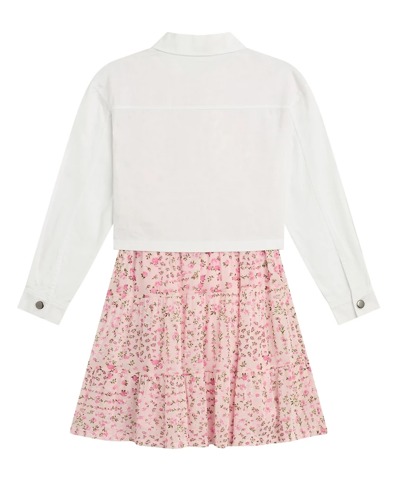 Bcx Girls' 7-16 Long-Sleeve Trucker Jacket and Dress, 2-Piece Set