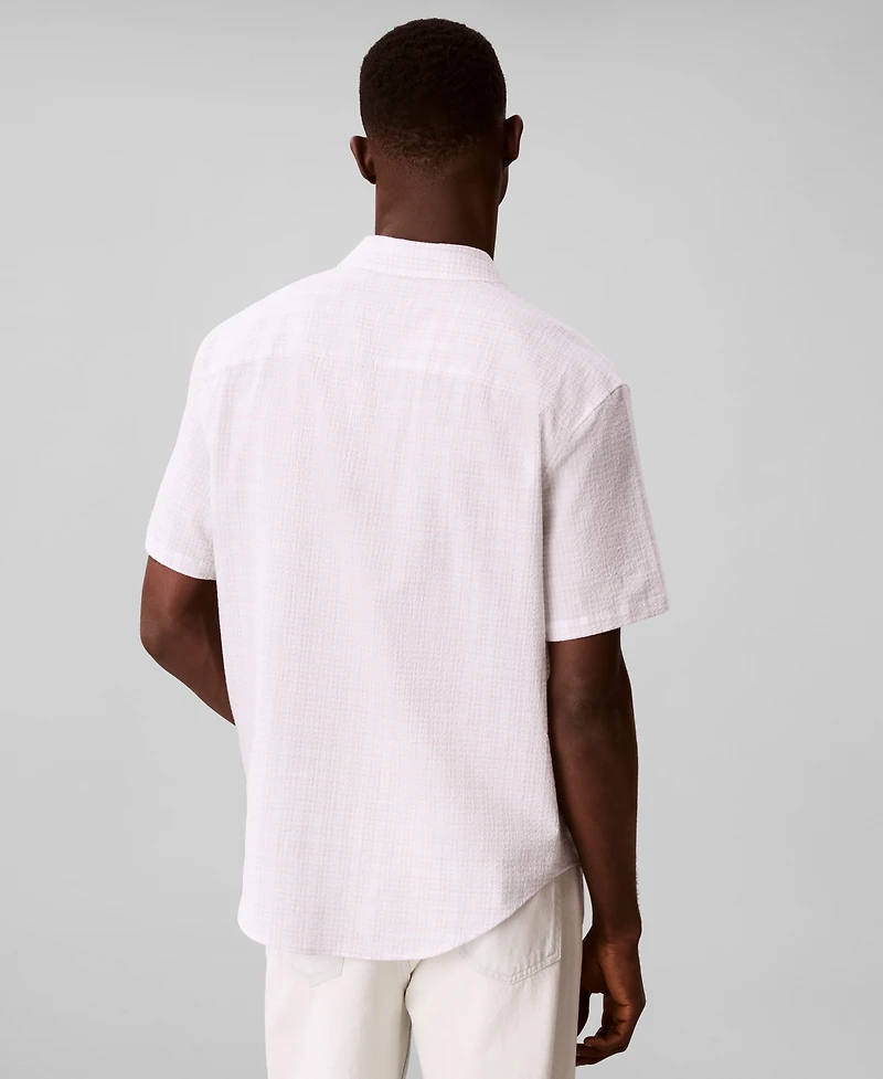 Calvin Klein Men's Short-Sleeve Crinkle Poplin Shirt