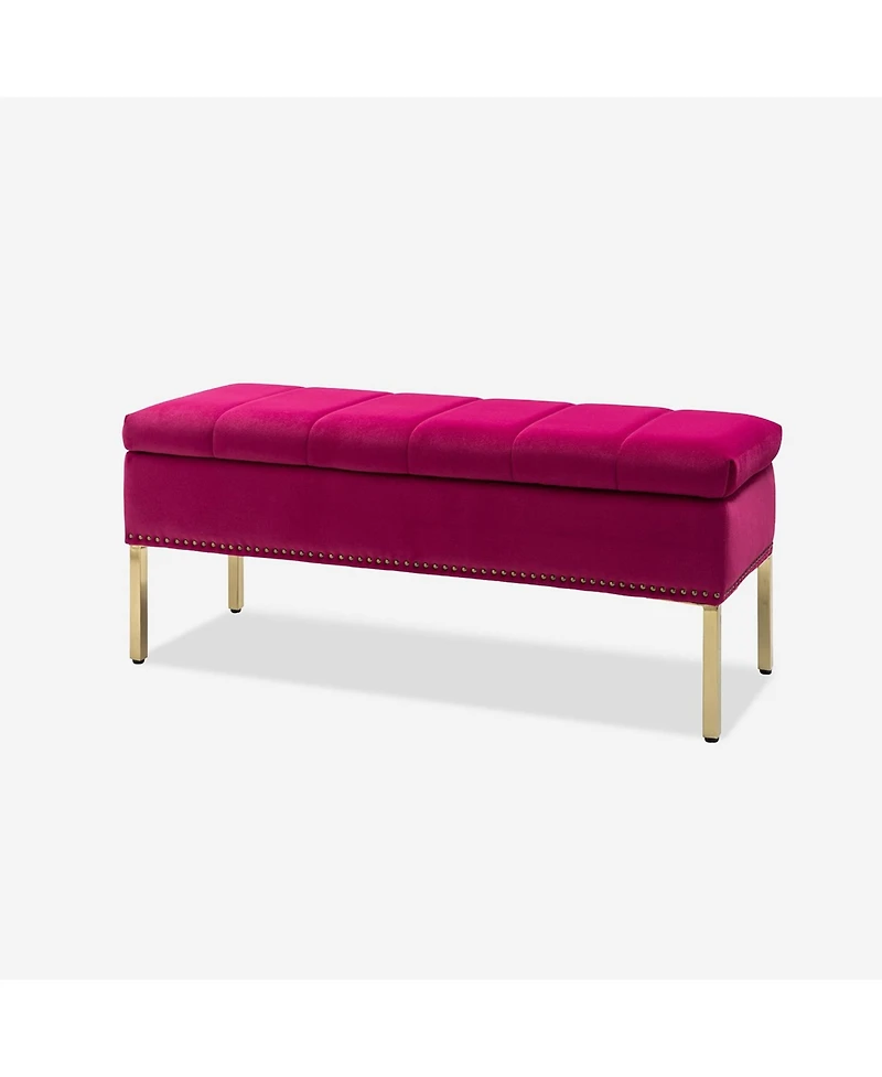 Hulala Home Upholstered Modern Flip Top Storage Bench with Metal Legs