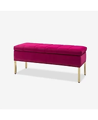 Hulala Home Upholstered Modern Flip Top Storage Bench with Metal Legs