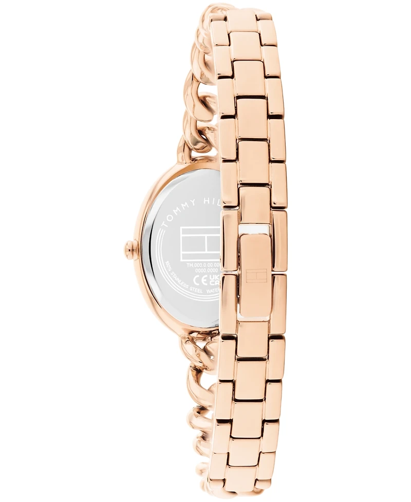 Tommy Hilfiger Women's Quartz Rose Gold Tone Stainless Steel Chain Bracelet Watch, 21.5mm