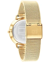 Tommy Hilfiger Women's Multifunction Gold Tone Stainless Steel Mesh Bracelet Watch, 36mm