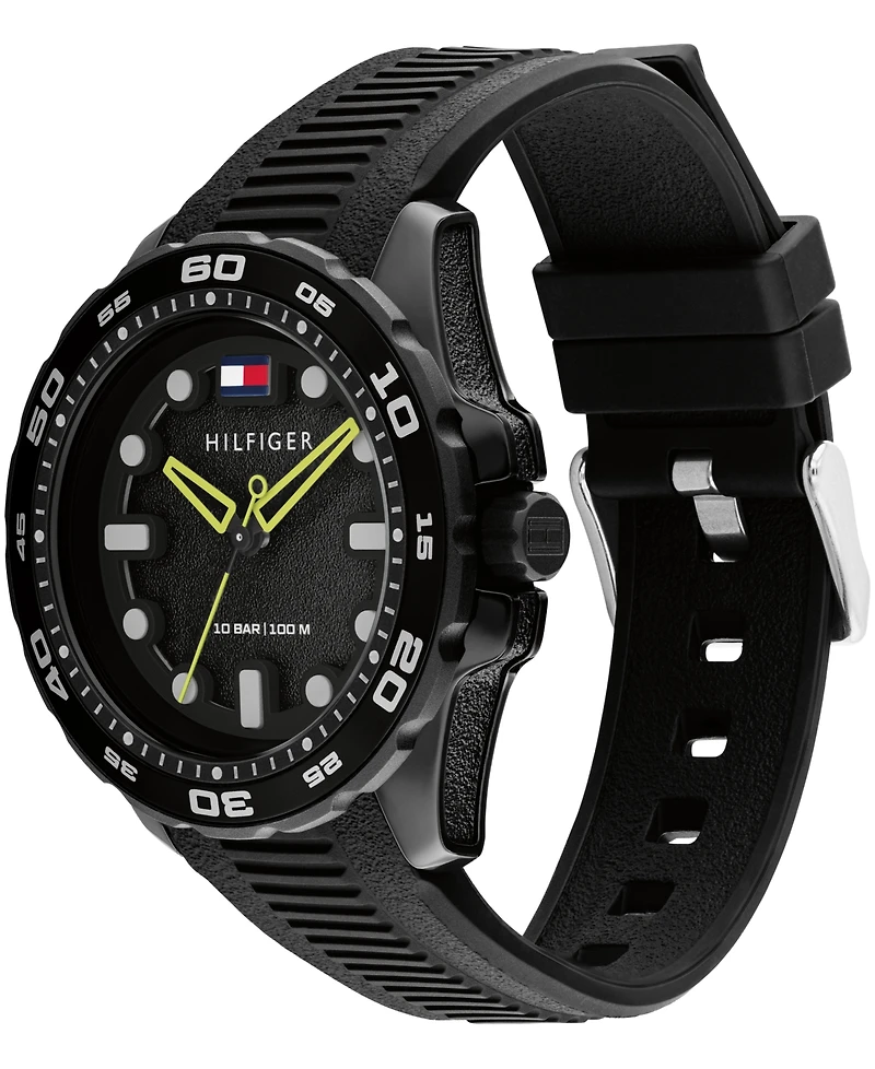 Tommy Hilfiger Men's Quartz Black Silicone Strap Watch, 40mm