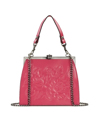Patricia Nash Aurelie Small Rose Tooled Leather Crossbody Frame Bag