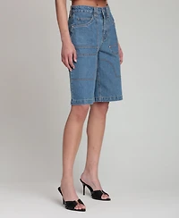 Avec Les Filles Women's Straight-Leg Denim Shorts