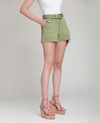 Avec Les Filles Women's High-Rise Belted Shorts
