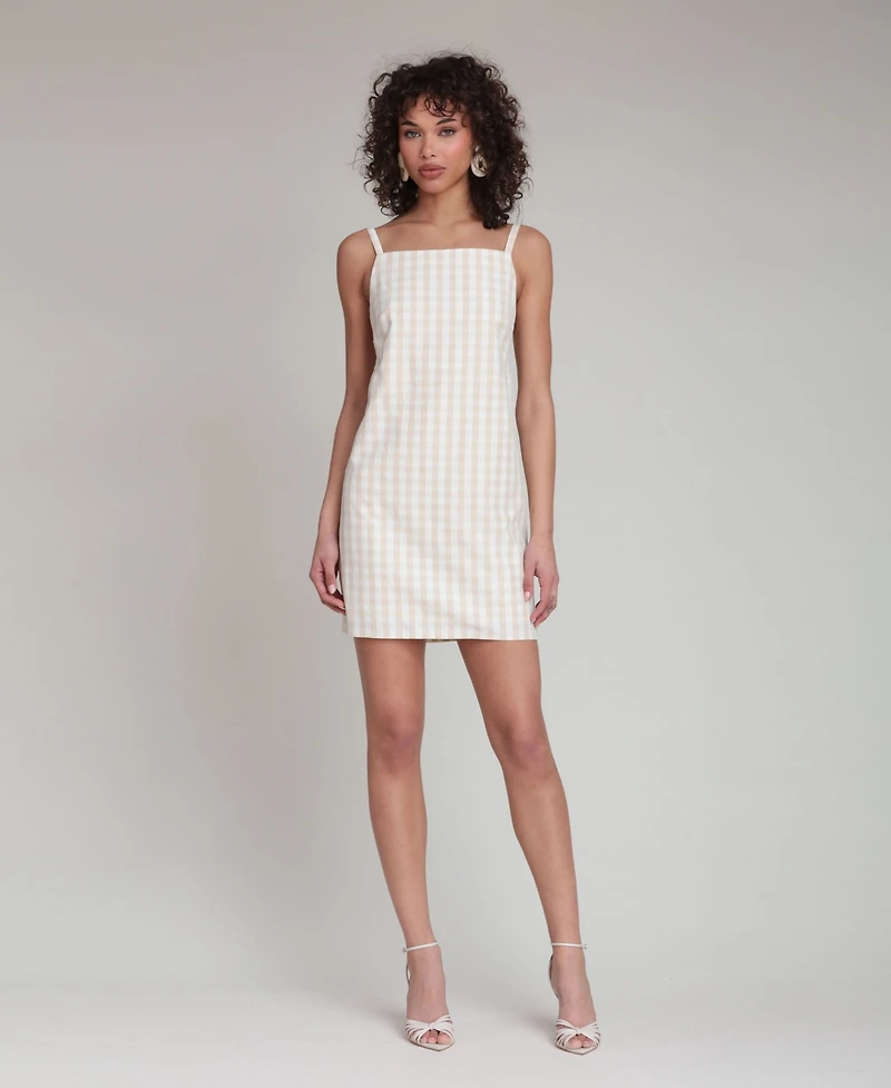 Avec Les Filles Women's Gingham Square-Neck Mini Dress