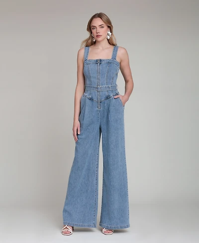 Avec Les Filles Women's Zip-Front Corset Jumpsuit