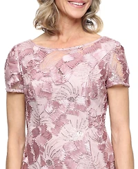 Alex Evenings Petite Boat Neck Short-Sleeve A-Line Gown