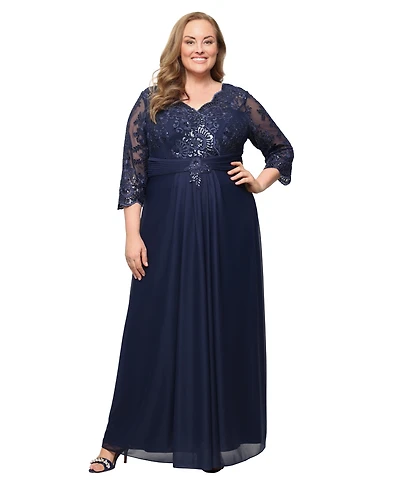 Alex Evenings Plus V-Neck Pull-On Dress