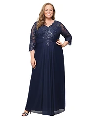 Alex Evenings Plus V-Neck Pull-On Dress