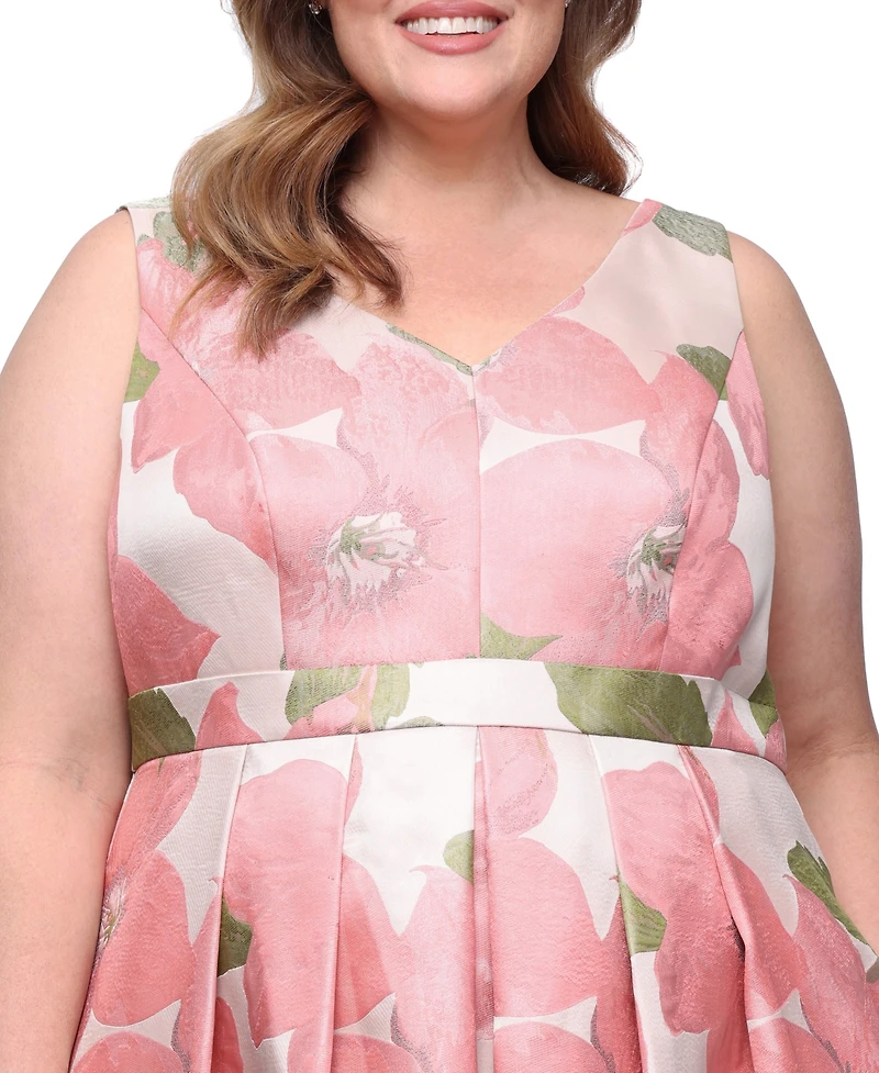 Alex Evenings Plus V-Neck Sleeveless A-Line Ball Gown