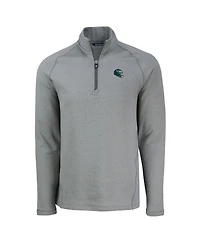 Cutter & Buck Men's Heather Gray Philadelphia Eagles Peshastin Eco Fleece Tri-Blend Raglan Quarter-Zip Jacket