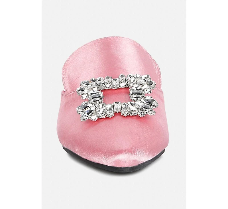 Perrine Womens Diamante Brooch Slip On Mules