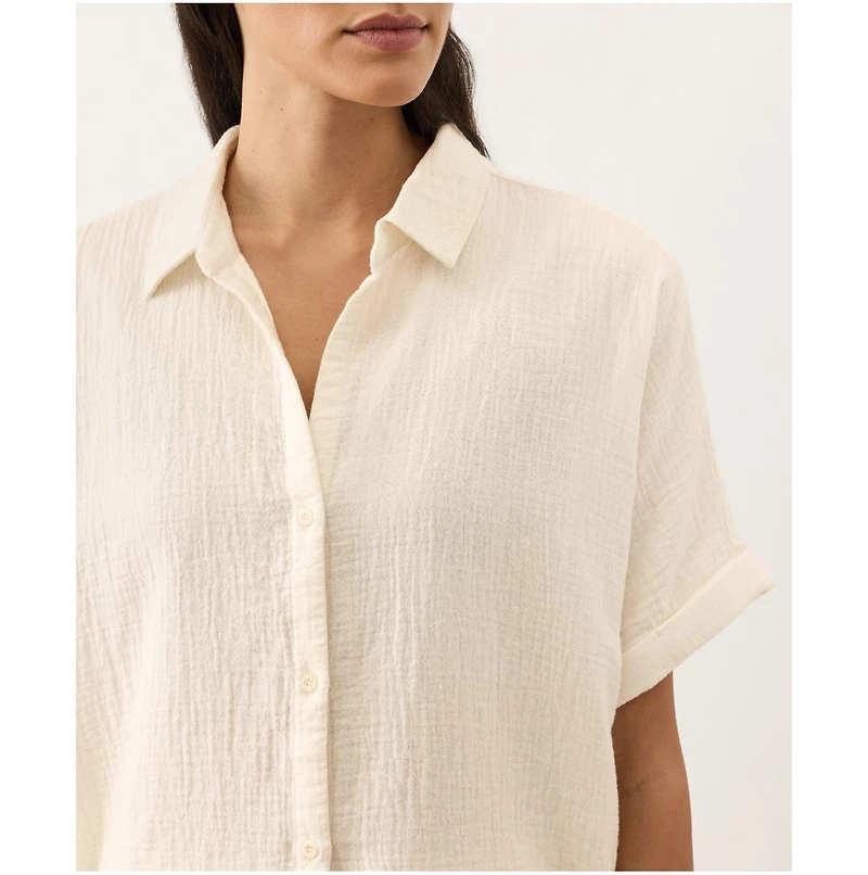 Pact Women's Organic Cotton Coastal Double Gauze Oversized Shirt