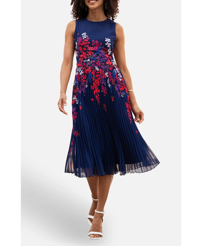 Yumi Women's Printed Pleated Midi Dress