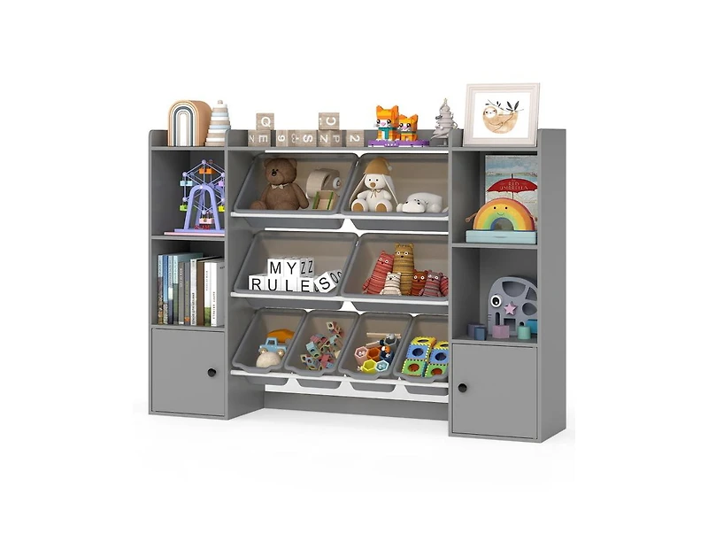 Slickblue Kids Bookshelf and Toy Storage with Open Shelves Bins