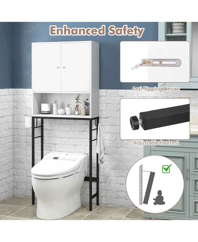 sumyeg Over The bath fixture Storage Cabinet with Two Doors and Adjustable Shelf Organizer