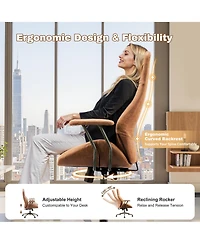 Xizzi High Back Ergonomic Office Chair, Swivel Suede Desk Chair with Lumbar Support, Height Adjustable Modern Executive Computer