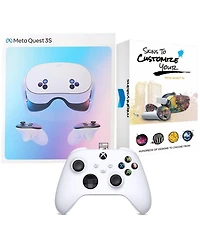 Meta Quest 3S 256GB Virtual Reality Vr Headset with Xbox Controller and MightySkins Custom Skin Code Bundle