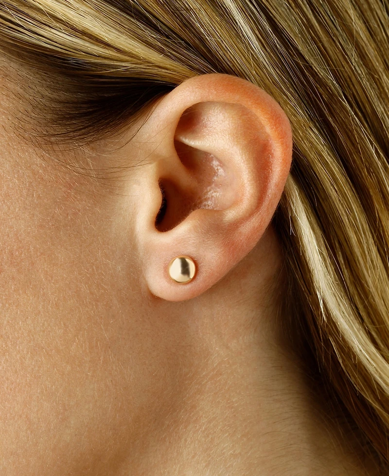 Flat Ball Pearl (8 1/2 mm) Drop Earrings Set 14k Yellow Gold