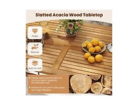 Slickblue Outdoor 63 Inch Dining Table with Slatted Acacia Wood Top