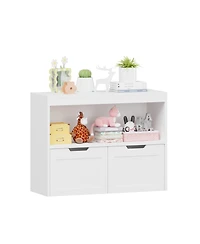 Rainsken Kids Bookshelf and Toy Storage Organizer with Drawers and Shelves, Toddlers Bookcase for Nursery, Playroom and Bedroom