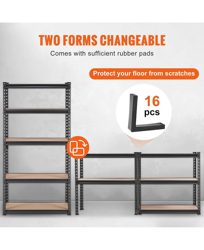 Rainsken Storage Shelving Unit, 5-Tier Adjustable Metal Storage Shelves, Heavy Duty Organizer Rack for Pantry, Basement