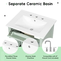 Sillysis Bathroom Vanity with Sink, Freestanding Solid Wood & Mdf Cabinet, Flip Drawer & Adjustable Shelf for Storage