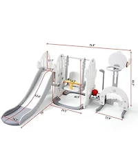 gaomon 7 in 1 Toddler Slide and Swing Set with Slipping Slope Basketball Hoop Soccer Golf Ring Toss Game