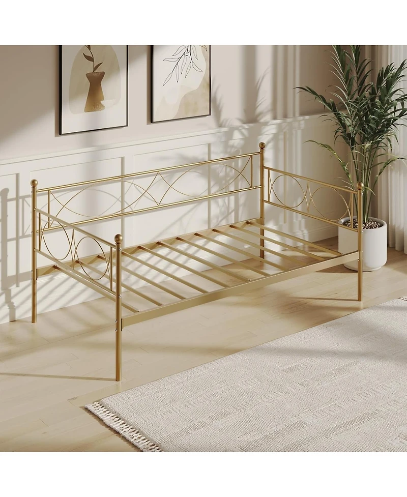 gaomon Twin Metal Daybed- Heavy Duty Metal Slats- Mattress Foundation Platform Sofa Bed for Living Room- Bedroom- Guest Room