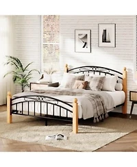 Gaomon Bed Frame With Headboard Platform Bed Frame Wooden Slat Support No Box Spring Needed Noise Free Sleep Underbed Storage Space
