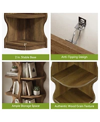 Tribesigns Modern 6-Tier Corner Shelf, 71'' Wavy Wall Corner Bookshelf, Unique Curvy Shape Corner Shelves Stand Plant Stand Display Rack